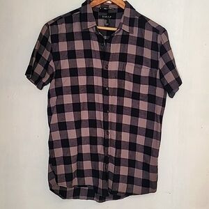 21 Men Black and Gray Plaid Shirt
